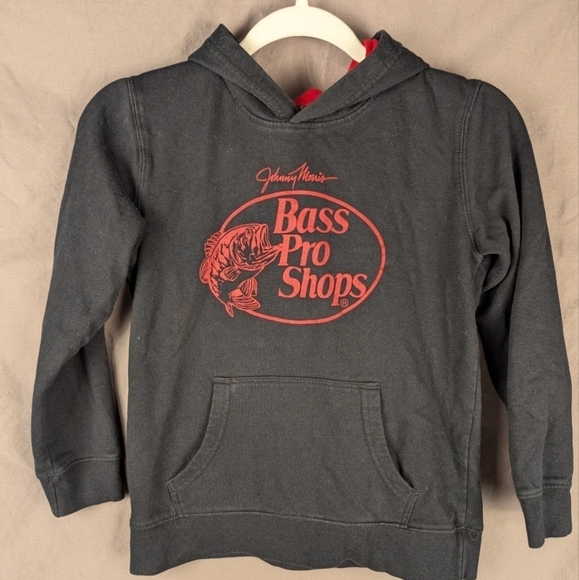 Bass Pro Shops large YOUTH hoodie in black and red - Picture 2 of 6